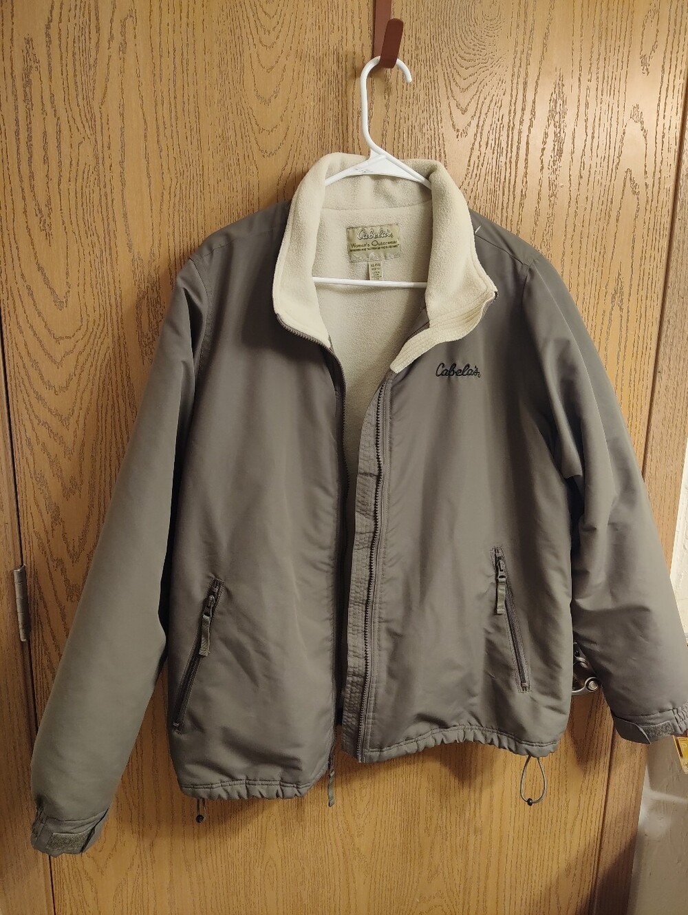 Cabela's Olive Brown Field Jacket with Cream Fleece Collar